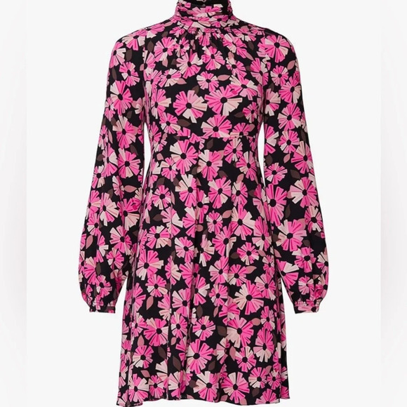 Kate Spade pink wallflower smocked long sleeve dress size 16 runs small - Picture 5 of 10